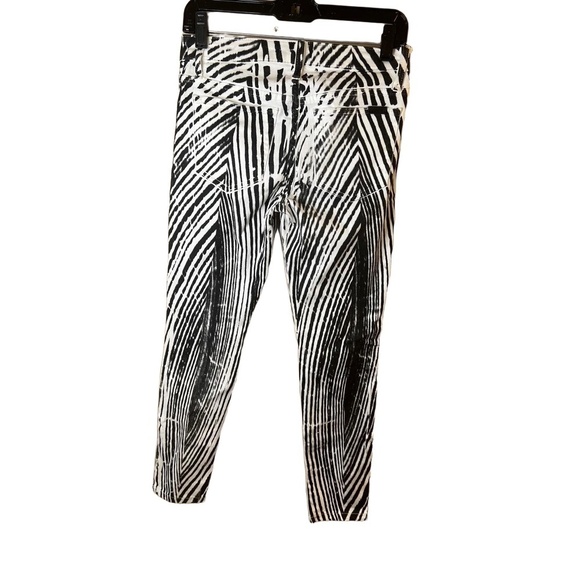 Joes Black And White Striped Wood Grain Print Straight Leg Pants W26 - Picture 6 of 10